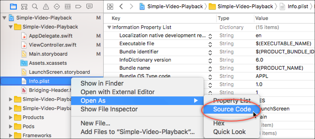 Code source info.plist
